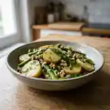 Salade tiède gourmande de pommes de terre et asperges aux noix