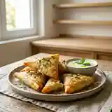 Samossas croustillants au fromage frais et à la menthe fraîche