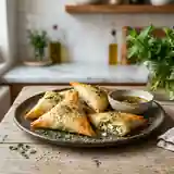 Samoussas croustillants à la feta et aux herbes fraîches
