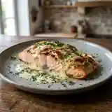 Saumon au Chavignol fondant et sa sauce citronnée