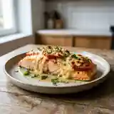Saumon fondant à la mozzarella gratinée