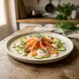 Saumon fondant, concombre croquant et tarama