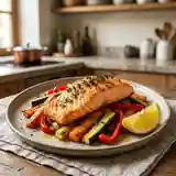 Saumon et légumes rôtis au citron