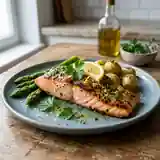 Saumon grillé à l'huile d'olive et aux herbes fraîches
