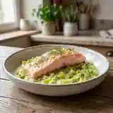 Saumon Poché Fondant aux Poireaux Crémeux