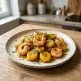 Scampis sautés à la banane caramélisée : recette exotique et gourmande
