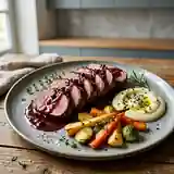 Selle de sanglier rôtie et sauce grand veneur