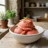 Sorbet maison à la rhubarbe acidulé et rafraîchissant