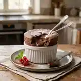 Soufflé au chocolat fondant avec cœur surprise