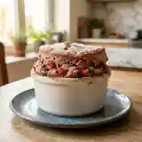 Soufflé gourmand aux fraises et chocolat fondant