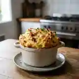 Soufflé gratiné aux pommes de terre et jambon