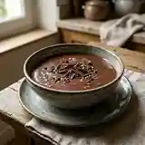 Soupe onctueuse au lait de coco et éclats de truffe au chocolat