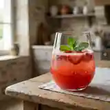 Soupe pétillante de fraises fraîches