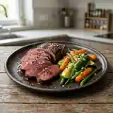 Steak de kangourou grillé aux mini-légumes croquants