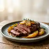 Steak grillé aux poires caramélisées : recette gourmande et raffinée