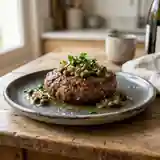 Steak haché poêlé aux câpres et échalotes