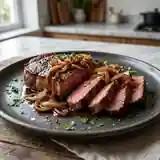 Steak de bœuf aux échalotes confites
