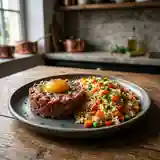 Tartare de bœuf fondant et riz sauté croquant