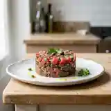 Tartare de thon aux câpres et oignons rouges, frais et léger