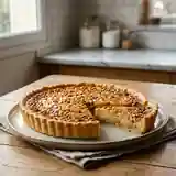 Tarte aux pignons de pin parfumée à la vanille et au miel