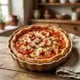 Tarte croustillante tomate, mozza et lardons fumés