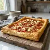 Tarte fine à la tomate et fromage de chèvre fondant