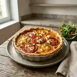 Tarte fine tomate chèvre, fondante et herbacée