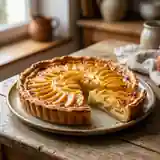 Tarte fondante au flan vanillé et pommes caramélisées