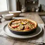 Tarte fondante aux aubergines, tomates fraîches et parmesan