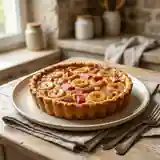 Tarte gourmande à la rhubarbe et bananes caramélisées