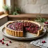 Tarte gourmande au chocolat noir et airelles fraîches