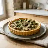 Tarte gourmande aux champignons mijotés au vin blanc
