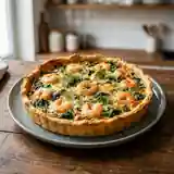 Tarte gourmande aux épinards frais et crevettes savoureuses