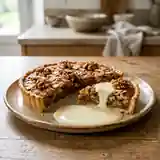 Tarte gourmande aux noix et amandes avec crème anglaise onctueuse