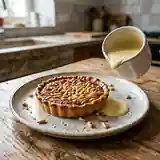 Tarte gourmande aux pignons de pin et sa crème anglaise au miel