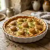 Tarte gourmande aux poireaux et noix de Saint-Jacques