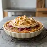 Tarte meringuée à la rhubarbe et aux fraises : douceur acidulée irrésistible