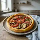 Tarte rapide aux tomates, aubergines et anchois