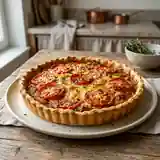 Tarte rustique à l'oignon caramélisé et tomates fraîches