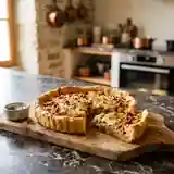 Tarte rustique aux oignons caramélisés et lardons croustillants