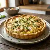 Tarte savoureuse à la purée de pommes de terre, chèvre frais et menthe