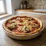 Tarte savoureuse à la tomate, gingembre frais et artichauts fondants