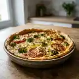 Tarte savoureuse au chèvre, brocoli et tomate