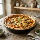 Tarte savoureuse au potiron et champignons frais