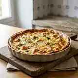 Tarte savoureuse au saumon frais et poireaux fondants