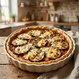 Tarte savoureuse aux aubergines grillées et mozzarella fondante