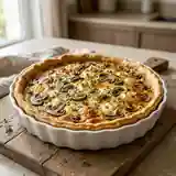 Tarte savoureuse aux champignons frais et chèvre crémeux