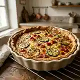 Tarte savoureuse aux courgettes et poivrons colorés
