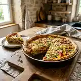 Tarte savoureuse aux courgettes et poivrons colorés