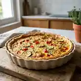 Tarte savoureuse aux courgettes et poivrons colorés